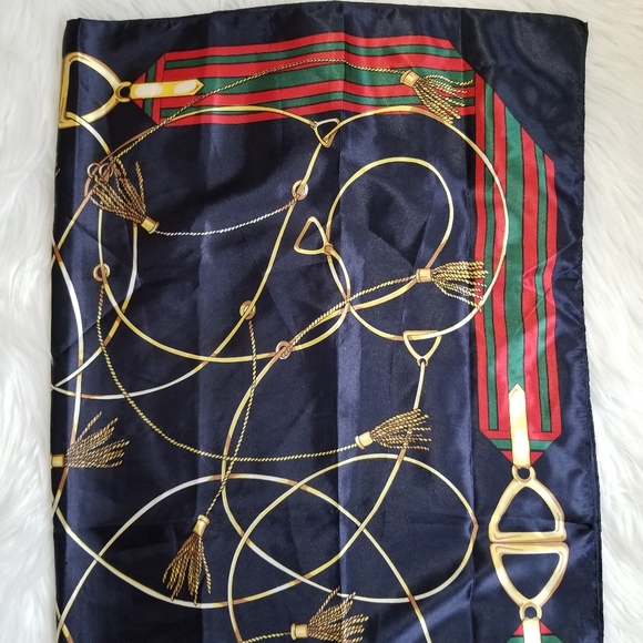 Satin Scarf Blue And Red Color 34 × 34 Inches..... - Picture 6 of 9